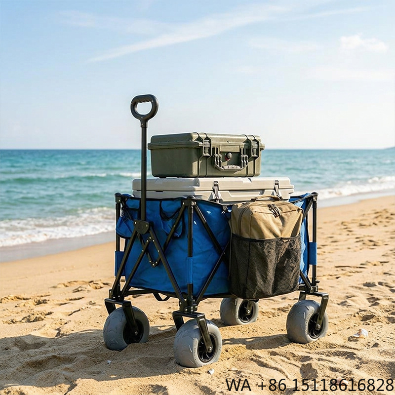 Outdoor Furniture Metal - Foldable Metal Beach Wagon Quick Release