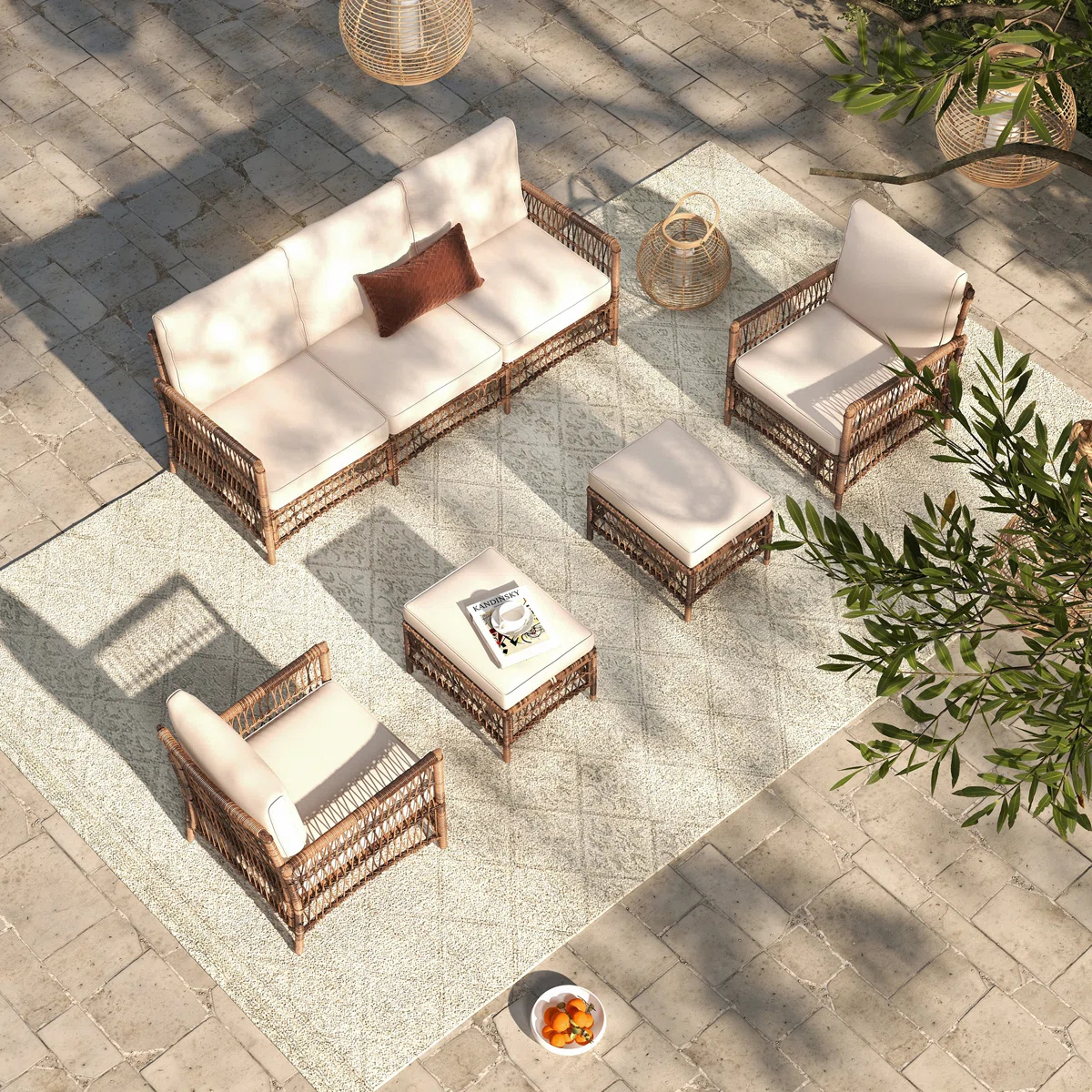 Outdoor Furniture Easy To Clean - ！@Dwoo Durable PE Wicker 5 Piece