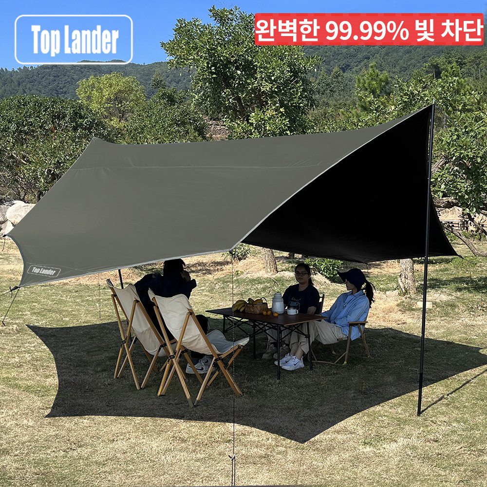 Sun Sail Shade - 5.1x5.1m Large Black Coating Tarp Waterproof