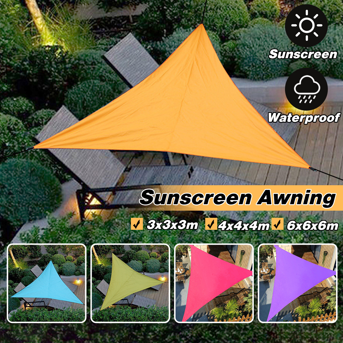Sun Sail Shade - Waterproof Triangle Sun Shade Sail UV