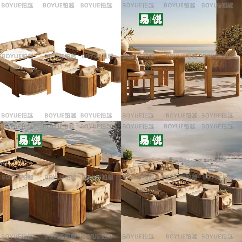 Outdoor Furniture Hotel - Outdoor Rattan Sofa Set Teak Rope