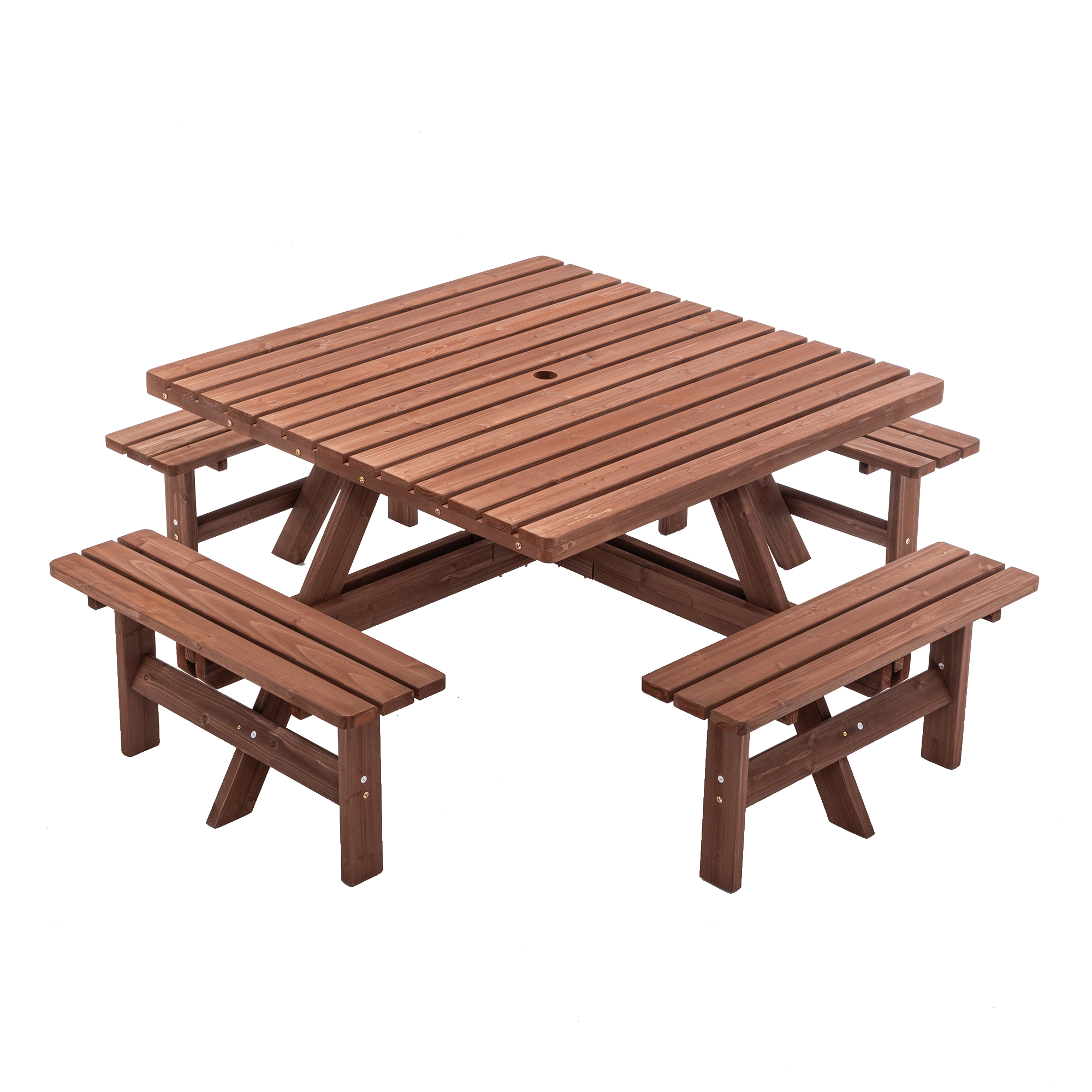 Outdoor Furniture Easy To Clean - 8 Person Square Picnic Table Umbrella