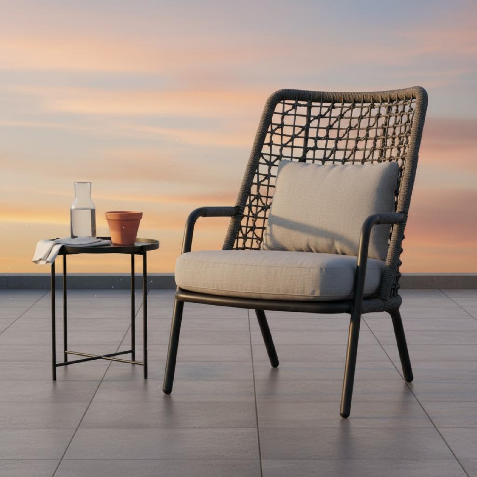 Outdoor Furniture Easy To Clean - 3 Pieces Rattan Table and Chairs