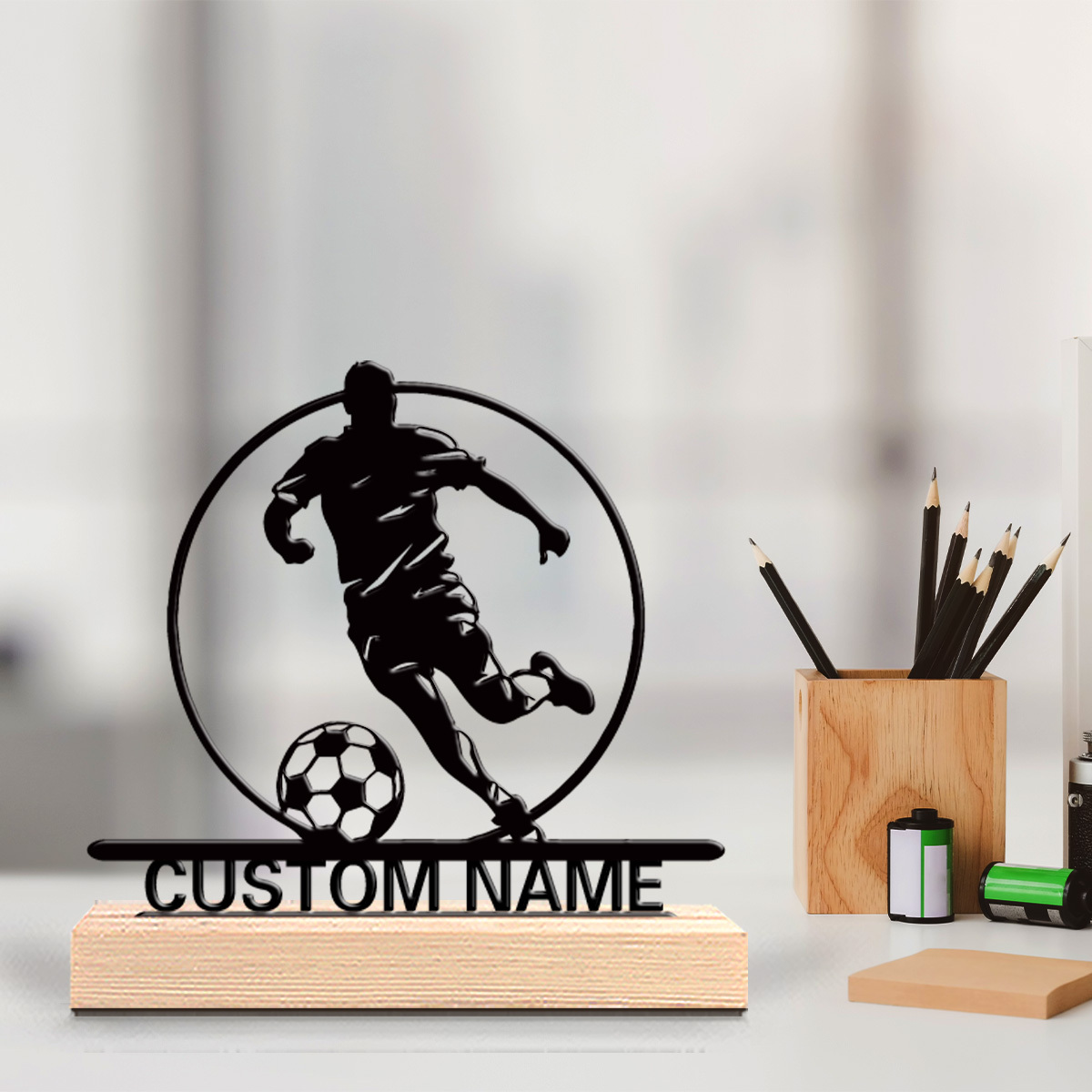 Outdoor Furniture Wooden - Custom Soccer Player Metal Statue with