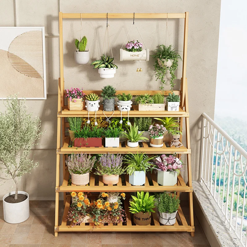 Outdoor Furniture Wooden - Solid Wood Flower Shelf Plant Shelves