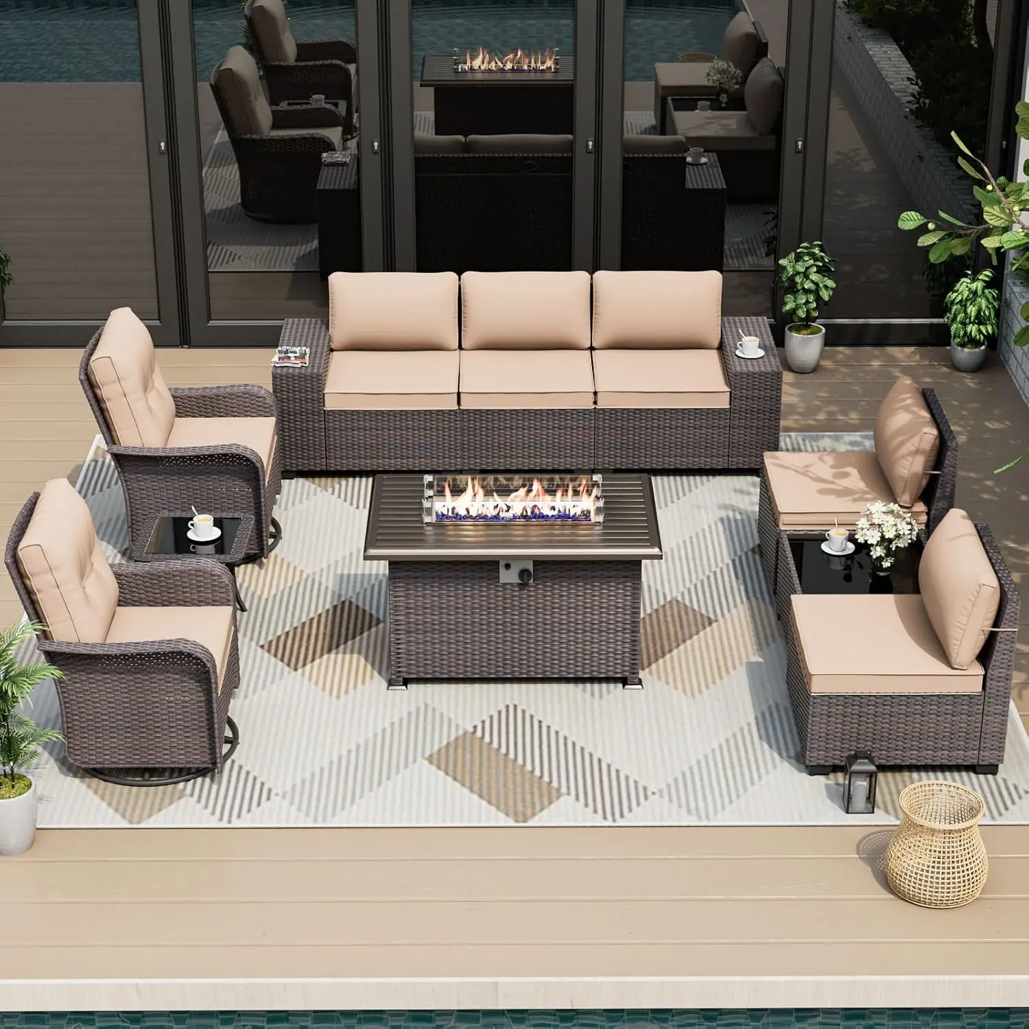 Outdoor Furniture One Piece - 10 Pieces Patio Furniture Set with