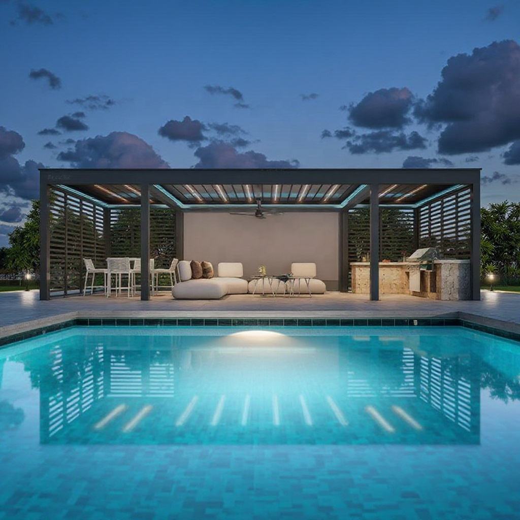 Outdoor Furniture Metal - Various Sizes Aluminum Alloy Rectangular Pergola