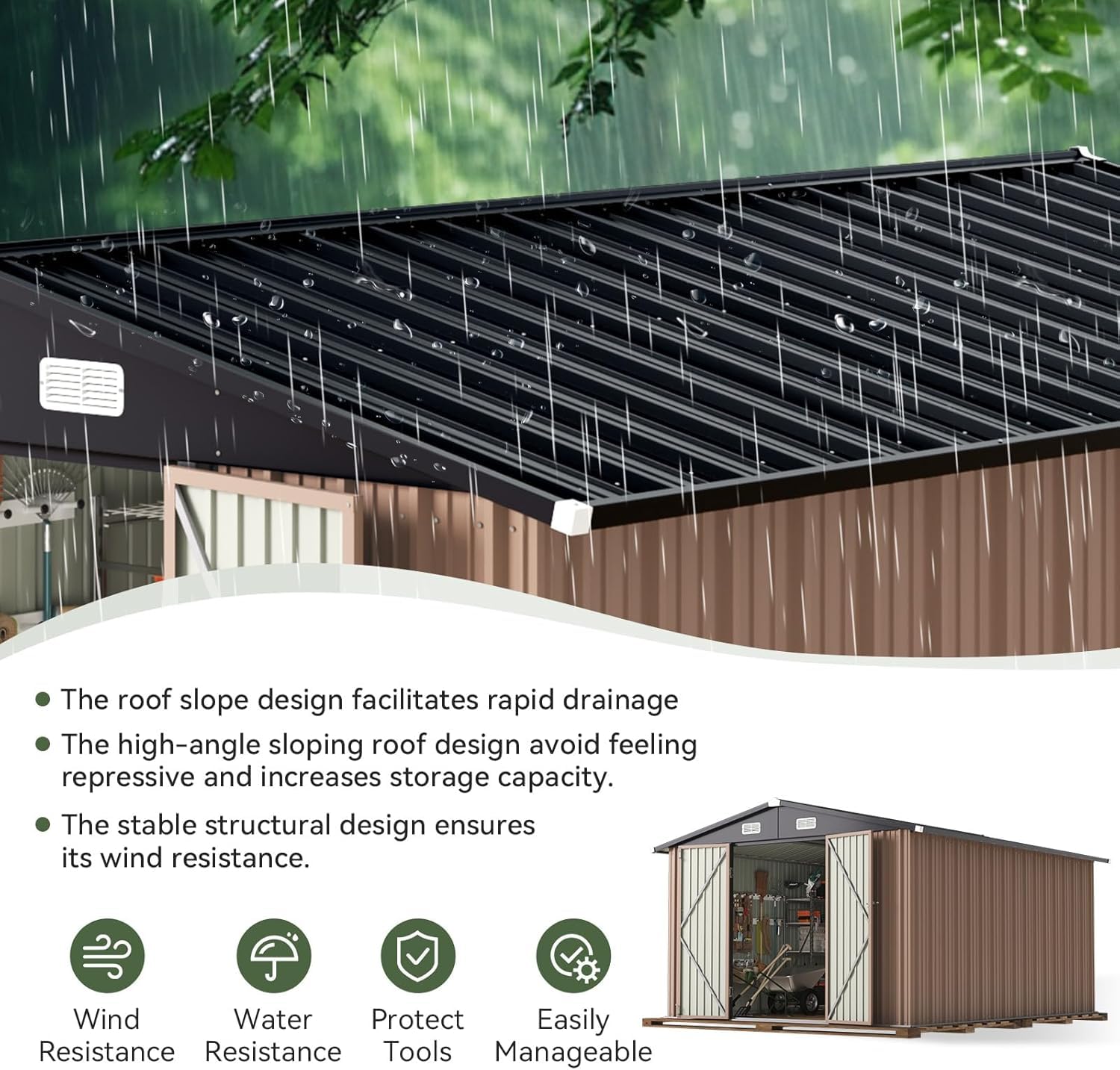 Outdoor Furniture Metal - 12 x 10FT Outdoor Storage Shed