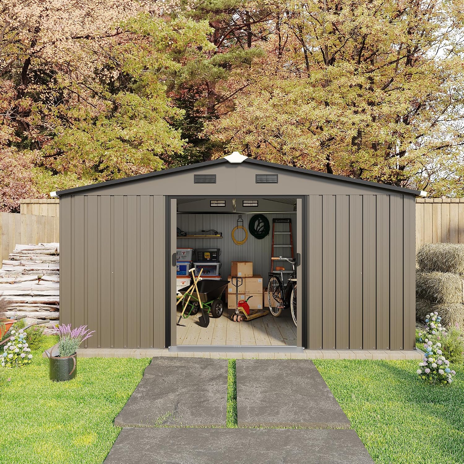 10x12 FT Outdoor Storage Shed, - Outdoor Furniture Metal recension och pris