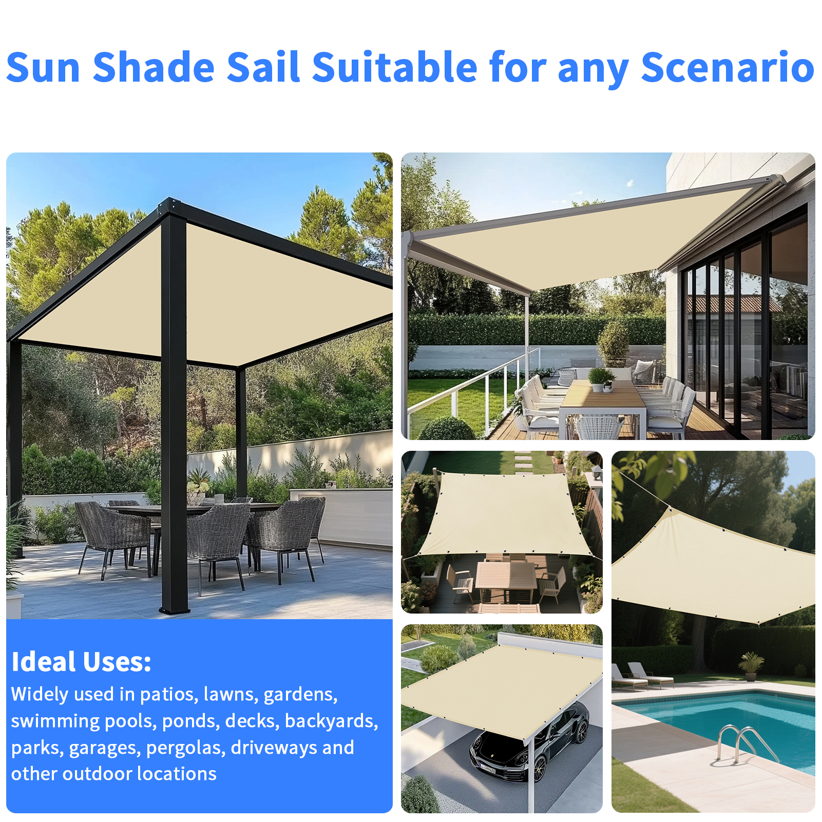 5x4m 4x3m 3x2m Garden Sun Shad - Sun Sail Shade recension och pris