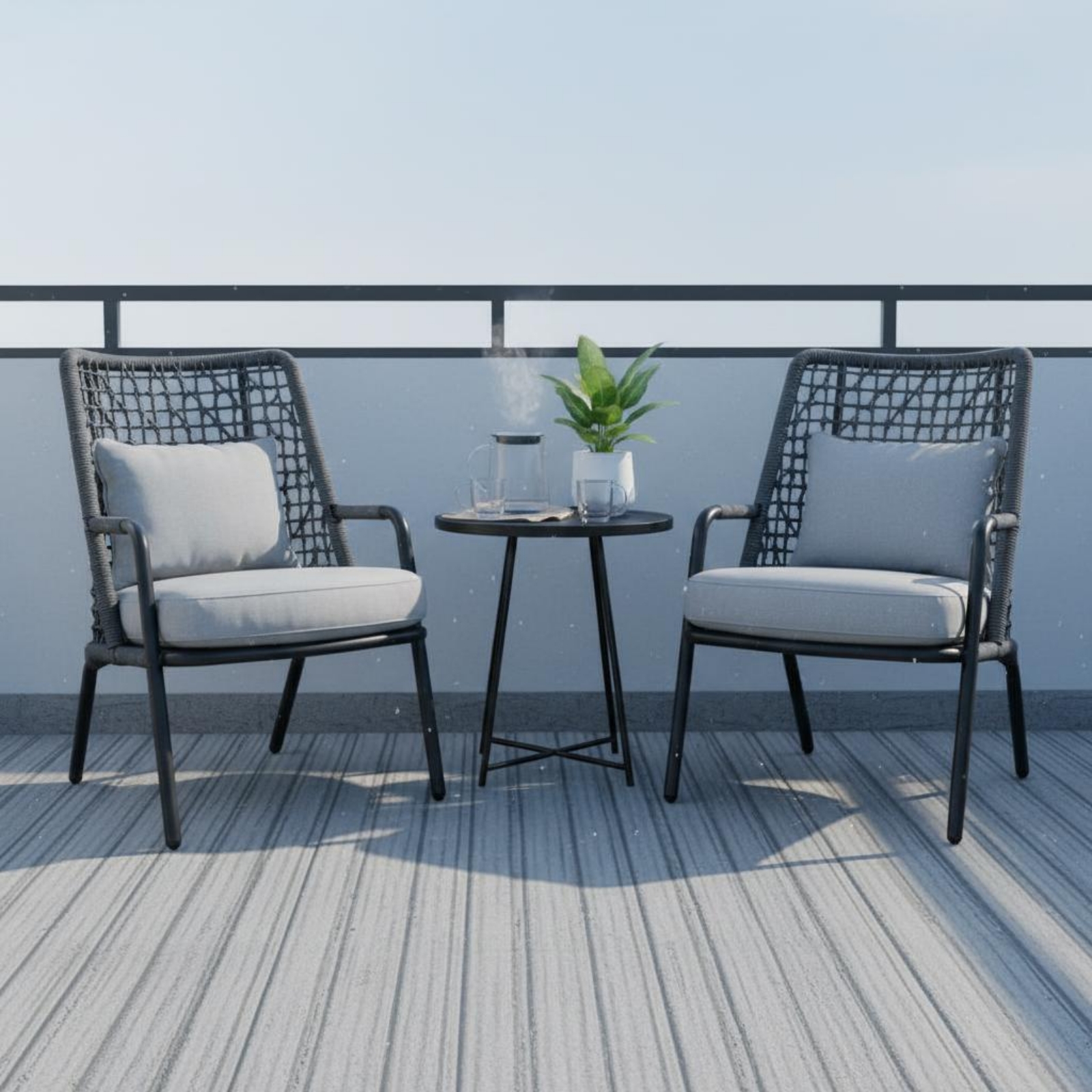3 Pieces Rattan Table and Chai - Outdoor Furniture Easy To Clean recension och pris