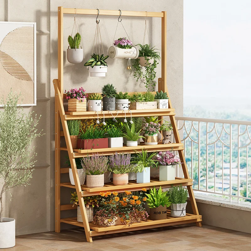 Solid Wood Flower Shelf Plant  - Outdoor Furniture Wooden recension och pris