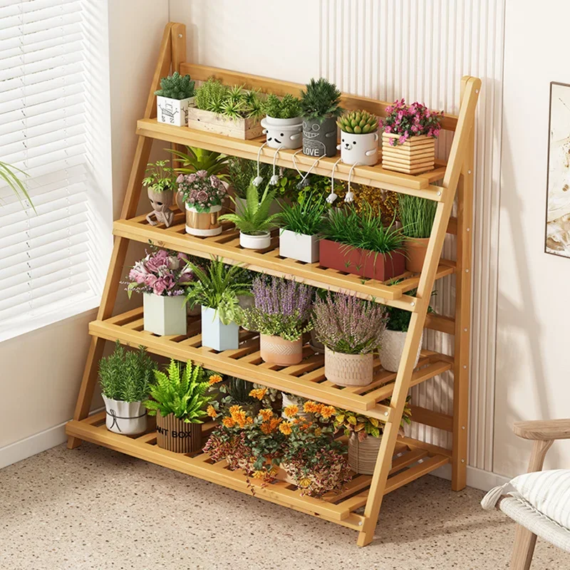 Solid Wood Flower Shelf Plant  - Outdoor Furniture Wooden recension och pris