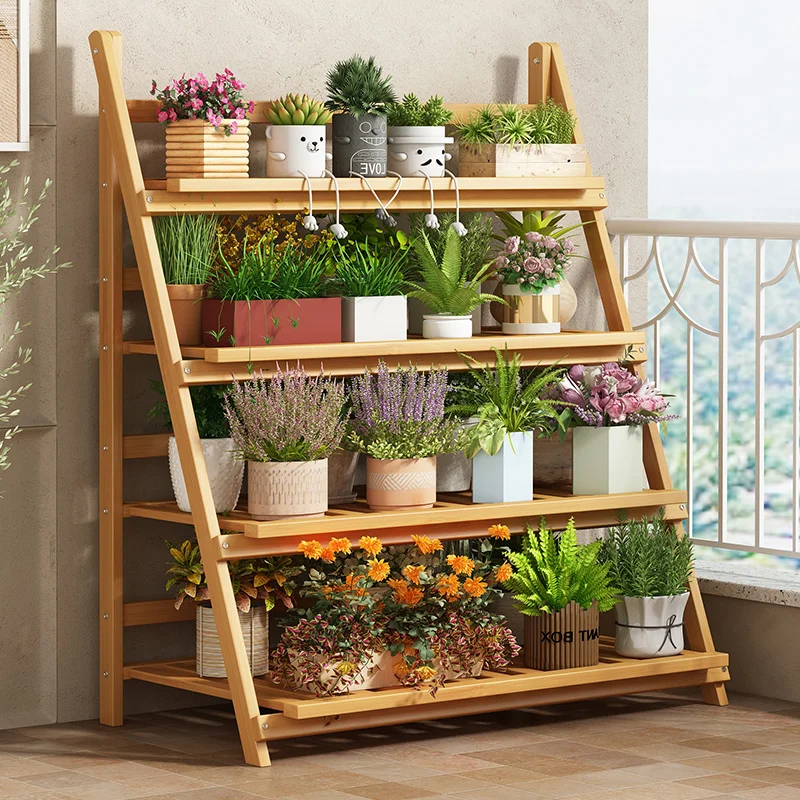 Solid Wood Flower Shelf Plant  - Outdoor Furniture Wooden recension och pris