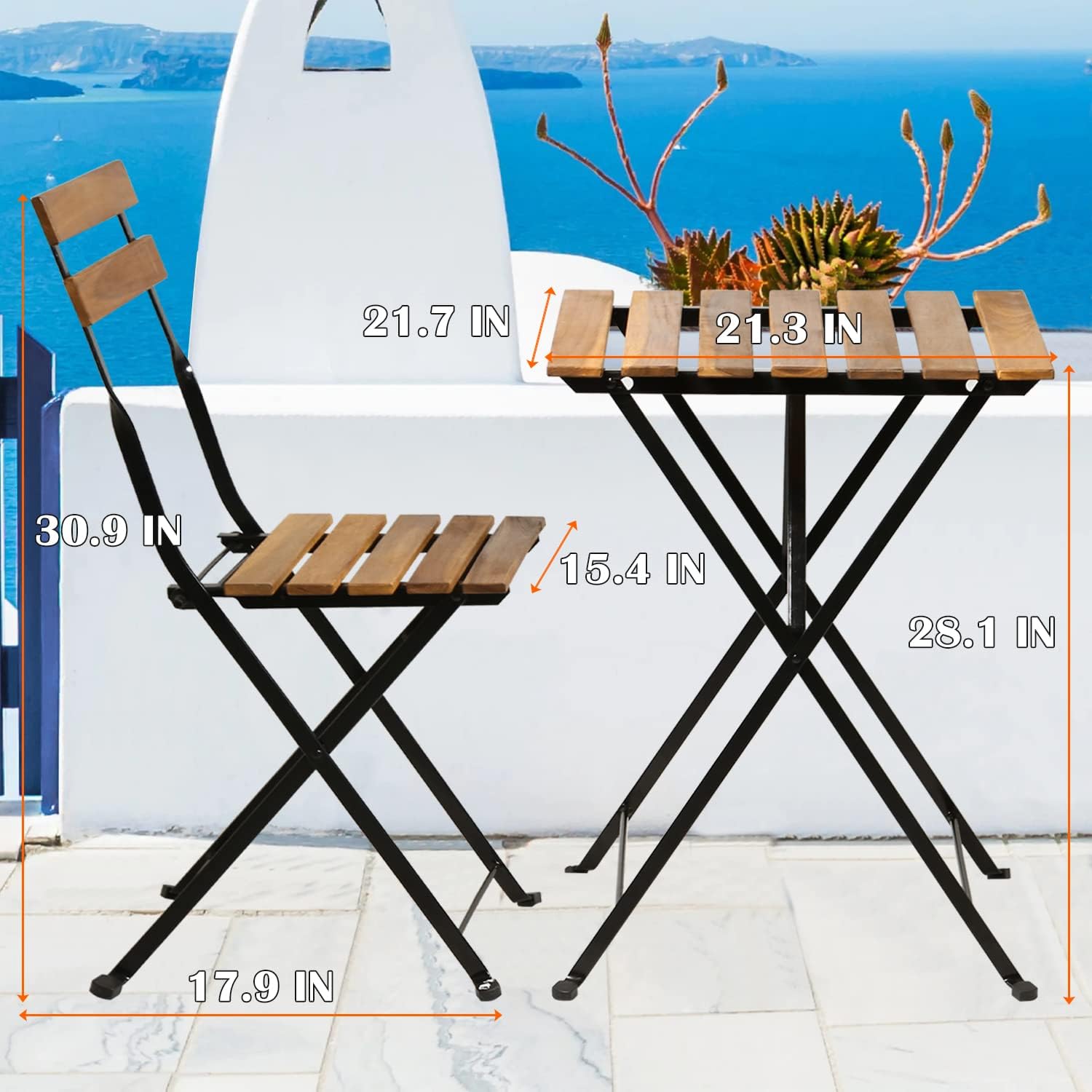 Natural wood 3-piece folding p - Outdoor Furniture One Piece recension och pris