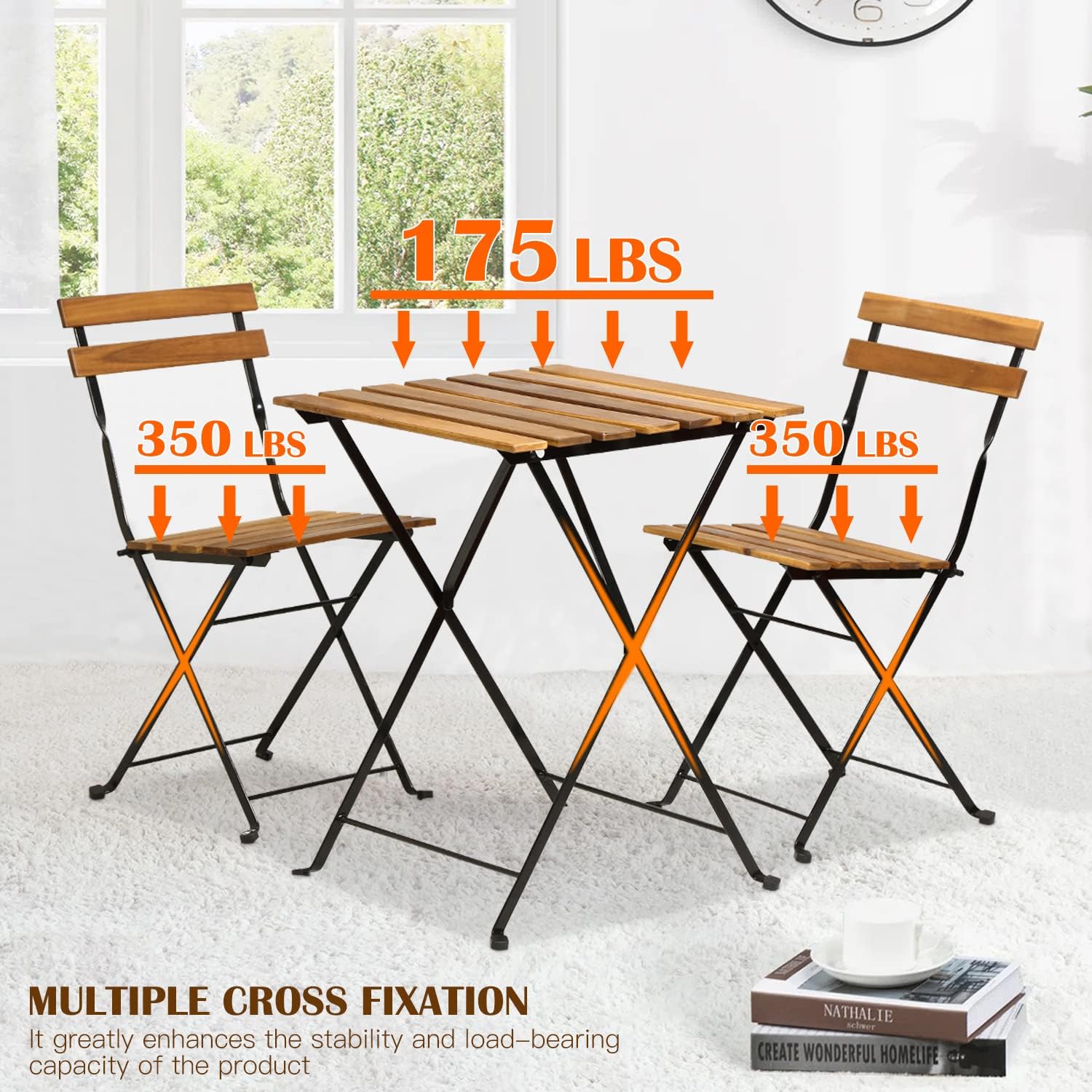 Natural wood 3-piece folding p - Outdoor Furniture One Piece recension och pris
