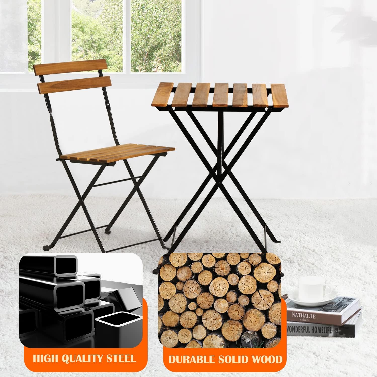 Natural wood 3-piece folding p - Outdoor Furniture One Piece recension och pris