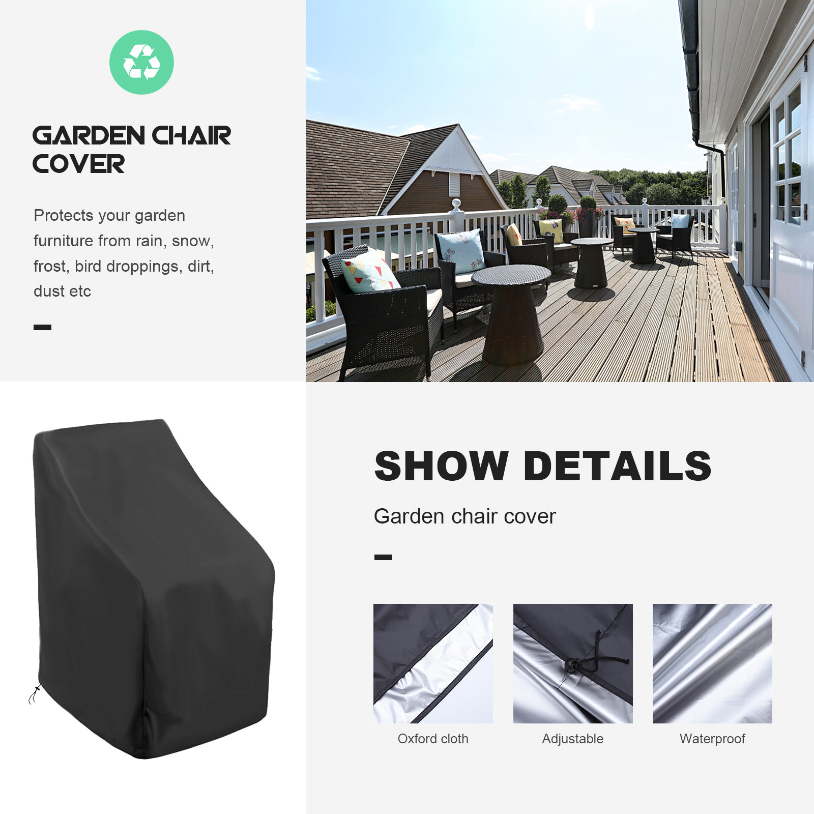 1Pcs Outdoor Chair Cover Water - Outdoor Furniture Easy To Clean recension och pris