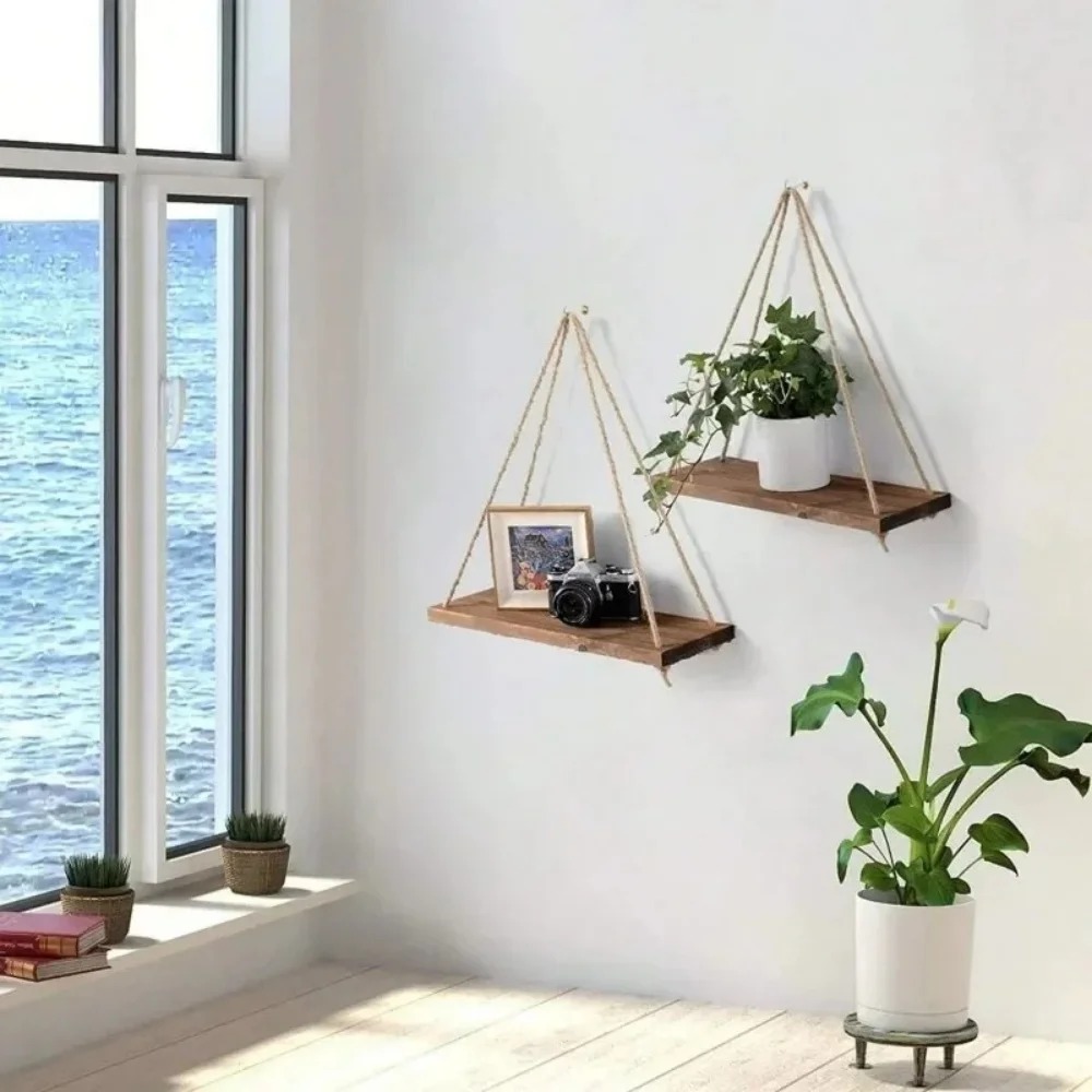 Novel Floating Wood Shelf with - Outdoor Furniture Rope recension och pris