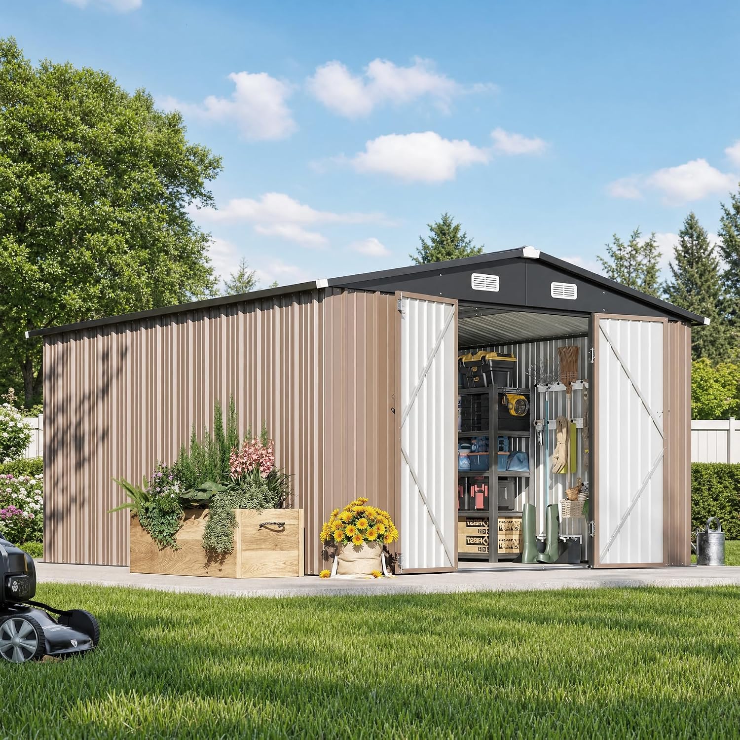 12 x 10FT Outdoor Storage Shed - Outdoor Furniture Metal recension och pris