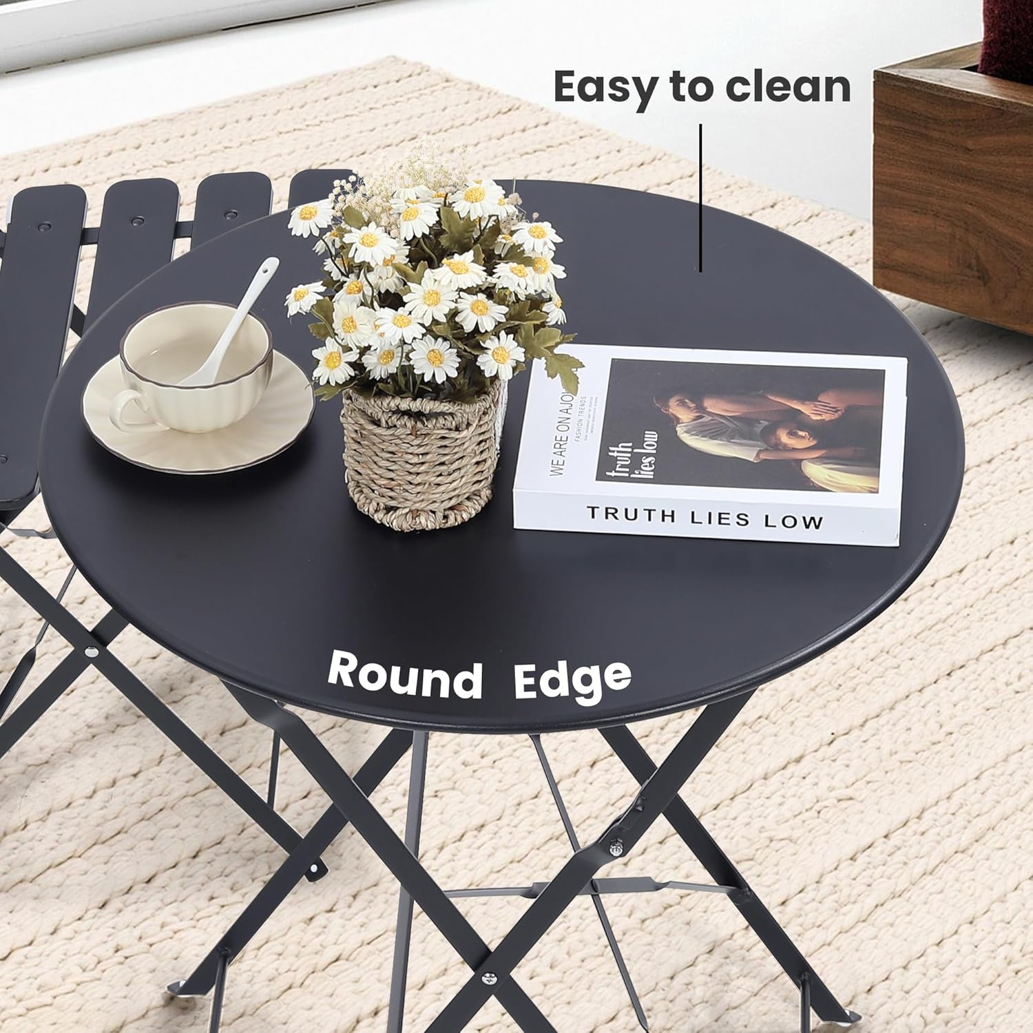 Space-saving black 3-piece fol - Outdoor Furniture One Piece recension och pris