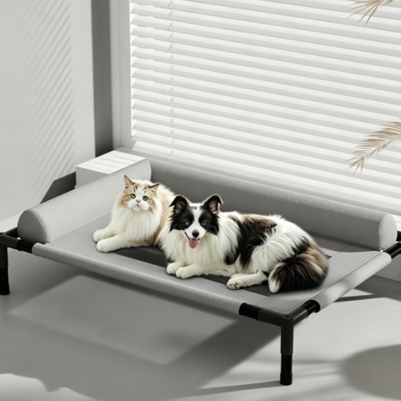 New Cooling Dog Cot Bed with P - Outdoor Furniture Pillows recension och pris