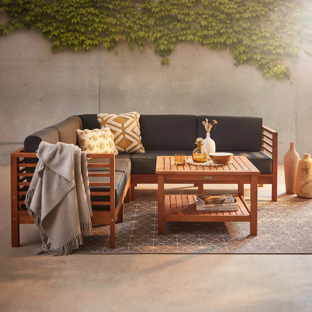 Modern Outdoor Teak Wood Sofa  - Outdoor Furniture Warehouse recension och pris