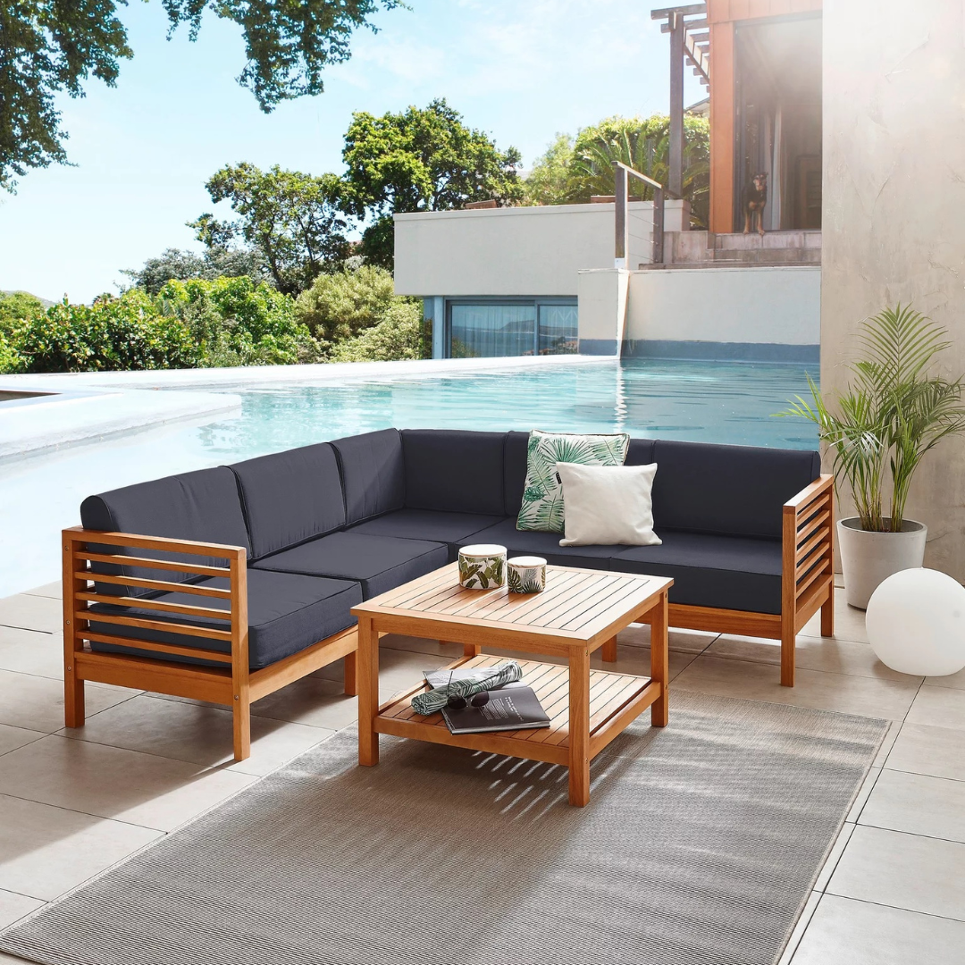 Modern Outdoor Teak Wood Sofa  - Outdoor Furniture Warehouse recension och pris